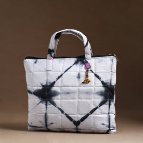 White Handcrafted Quilted Cotton Hand Bag 79