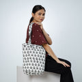 White Handcrafted Quilted Sanganeri Block Printed Shoulder Bag
