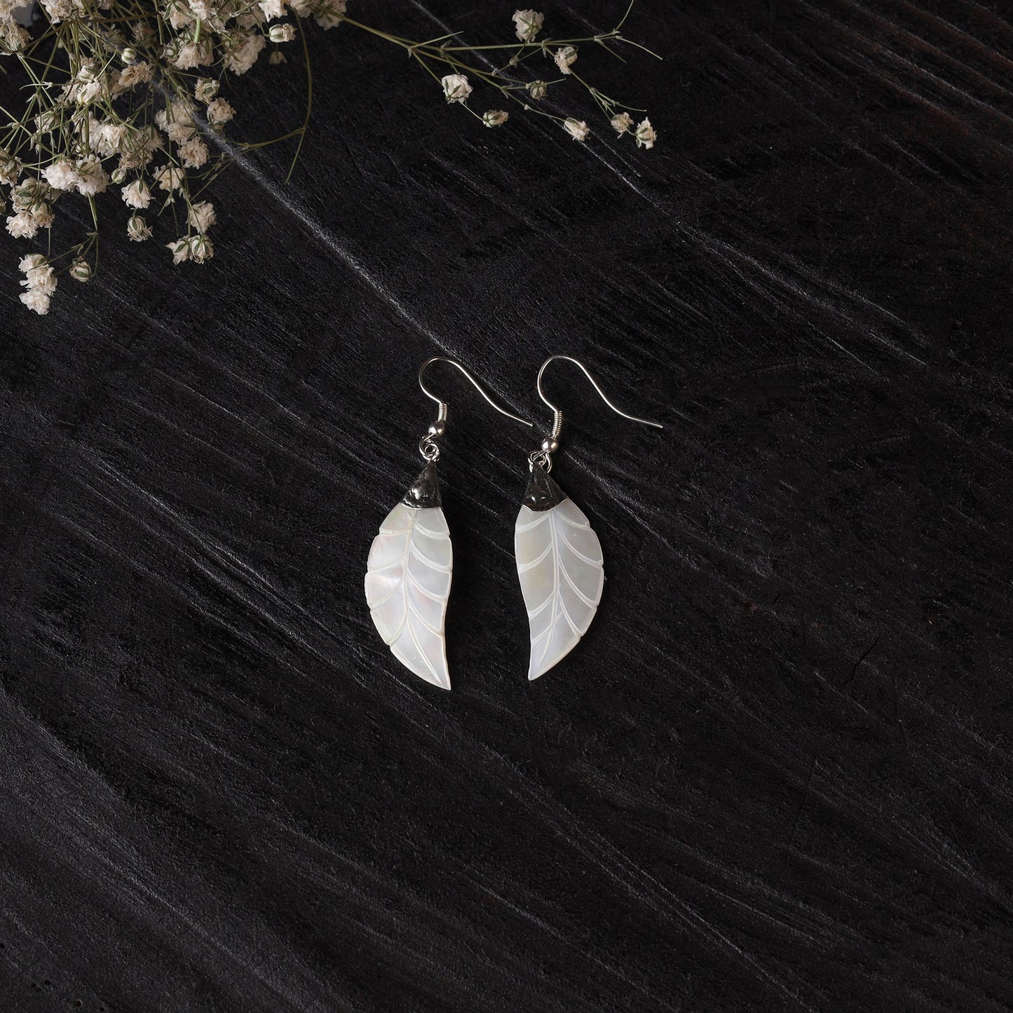 White - handcrafted seashell earrings 53