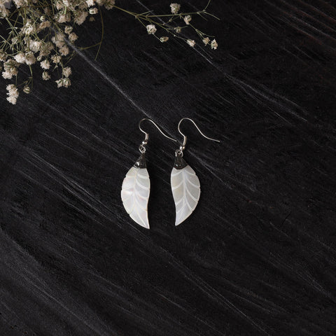 White - handcrafted seashell earrings 53