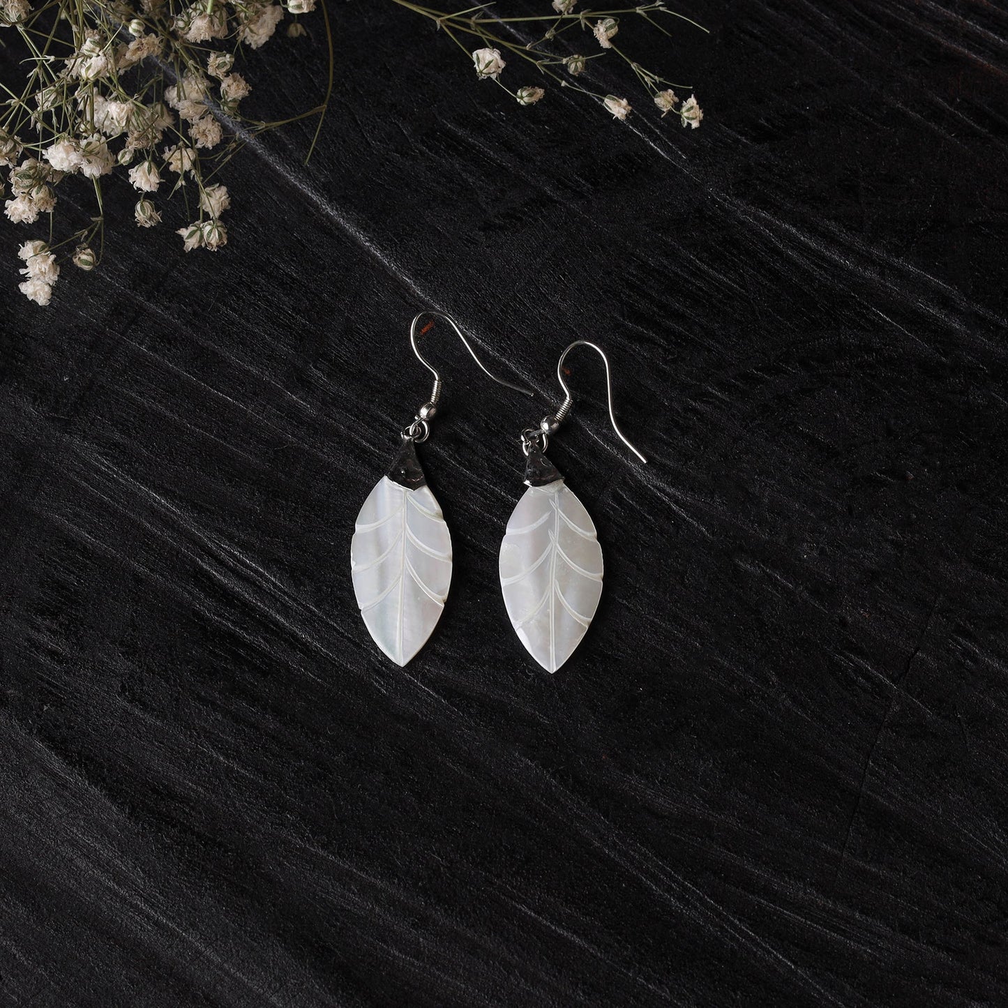 White - handcrafted seashell earrings 59