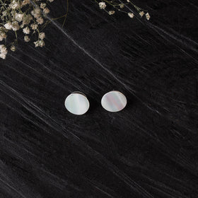 White - handcrafted seashell stud earrings 48