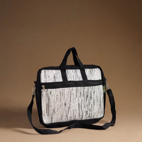  White Handcrafted Upcycled Woven Laptop Bag 