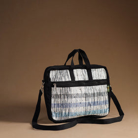  White Handcrafted Upcycled Woven Laptop Bag 