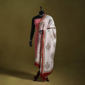 Beige - handloom chanderi silk hand sanganeri dupatta 45