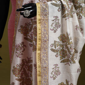 White - handloom chanderi silk hand sanganeri dupatta 51