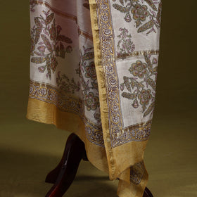 White - handloom chanderi silk hand sanganeri dupatta 51