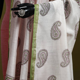 White - handloom chanderi silk hand sanganeri dupatta 47
