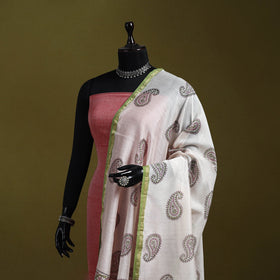 White - handloom chanderi silk hand sanganeri dupatta 47