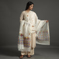 White - handloom chanderi silk handpainted madhubani
