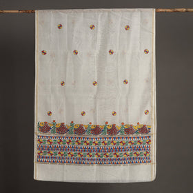 White - handloom chanderi silk handpainted madhubani
