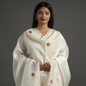 White - handloom chanderi silk handpainted madhubani