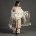 White - handloom chanderi silk handpainted madhubani
