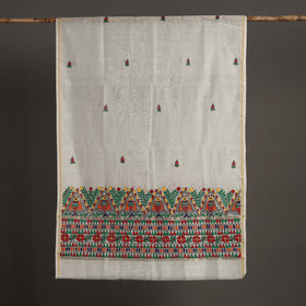 White - handloom chanderi silk handpainted madhubani