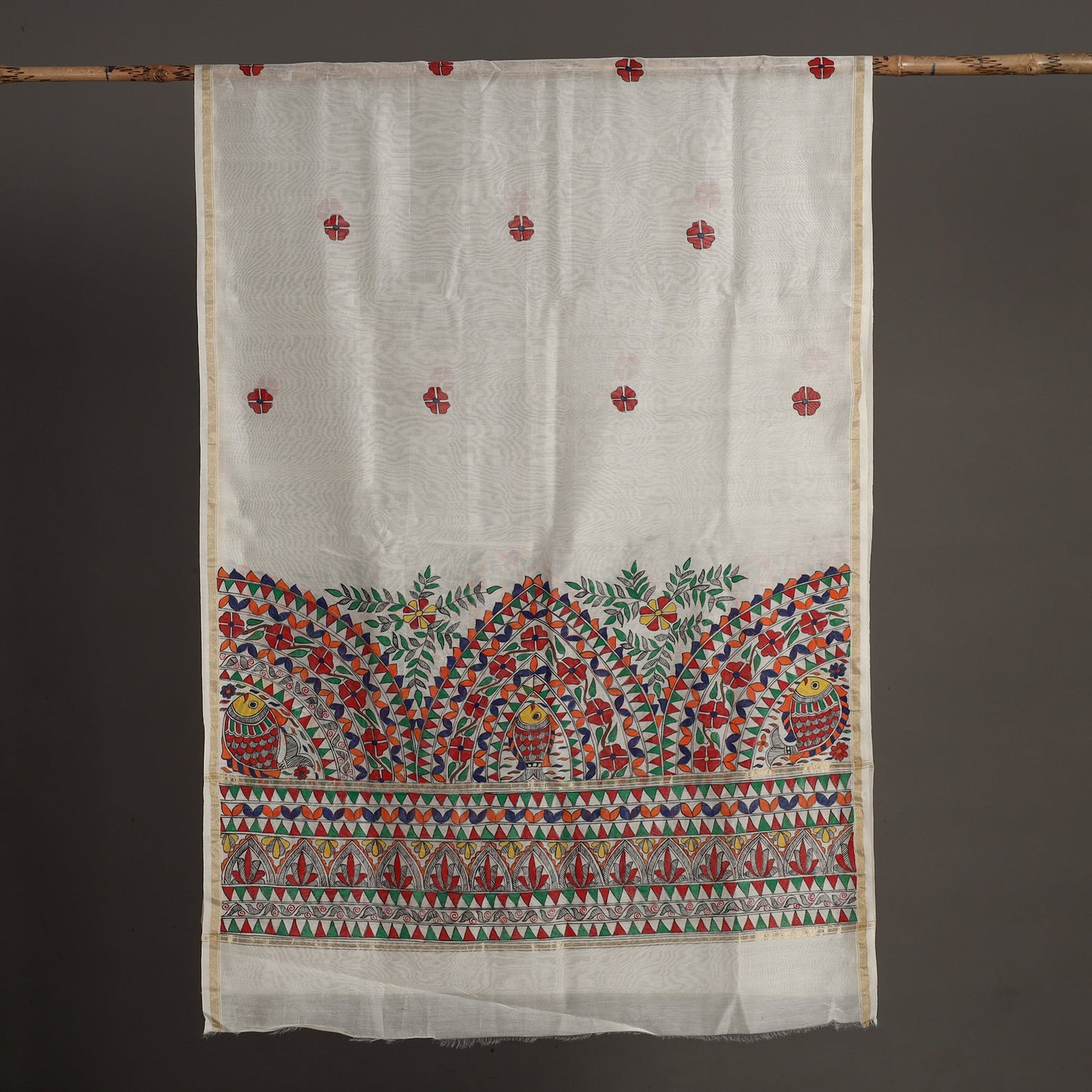 Buy Handloom Chanderi Silk Handpainted Madhubani Dupatta