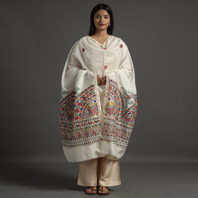 Buy Handloom Chanderi Silk Handpainted Madhubani Dupatta