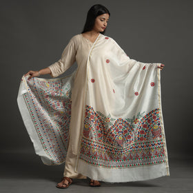 Buy Handloom Chanderi Silk Handpainted Madhubani Dupatta