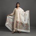 White - handloom chanderi silk handpainted madhubani