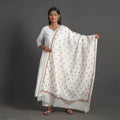 White - handloom chanderi silk kashida embroidery dupatta
