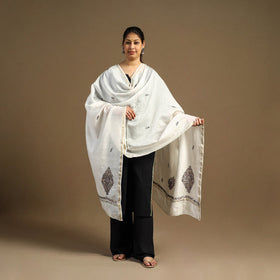 Buy Handloom Chanderi Silk Kashida Embroidery Dupatta