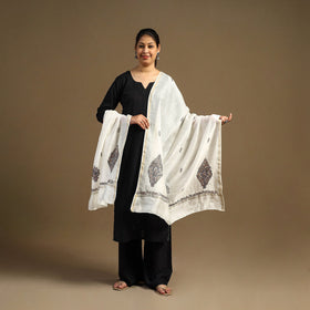 Buy Handloom Chanderi Silk Kashida Embroidery Dupatta