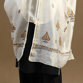 Buy Handloom Chanderi Silk Kashida Embroidery Dupatta