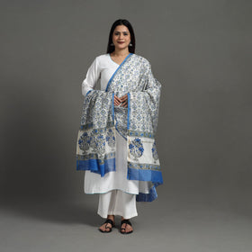 White - handloom chanderi silk sanganeri dupatta 01