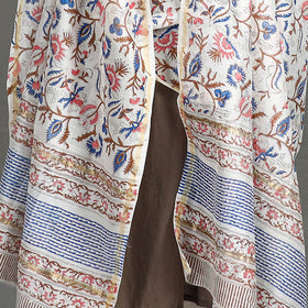  Handloom Chanderi Silk Sanganeri Print Dupatta