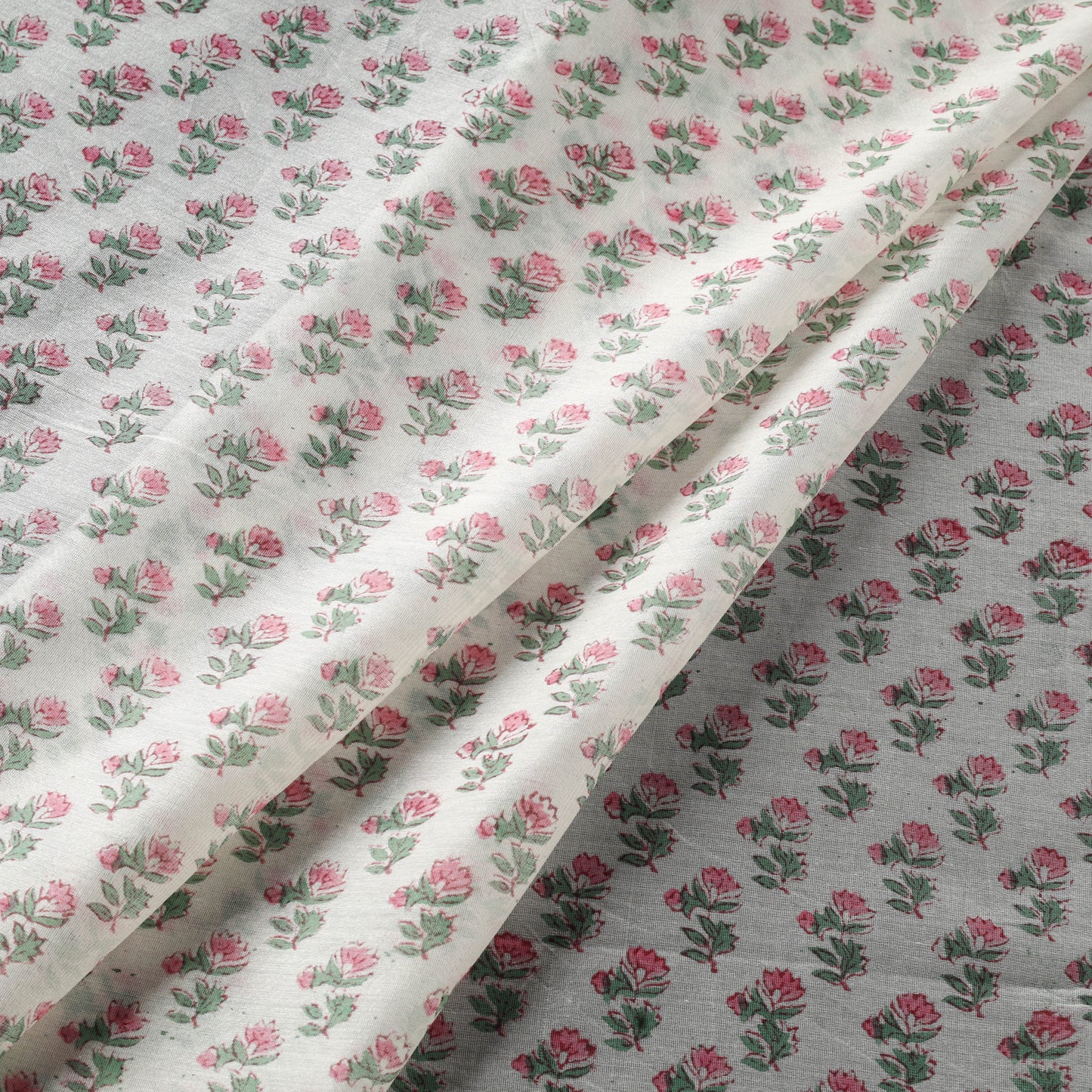 White - handloom chanderi silk sanganeri fabric 03