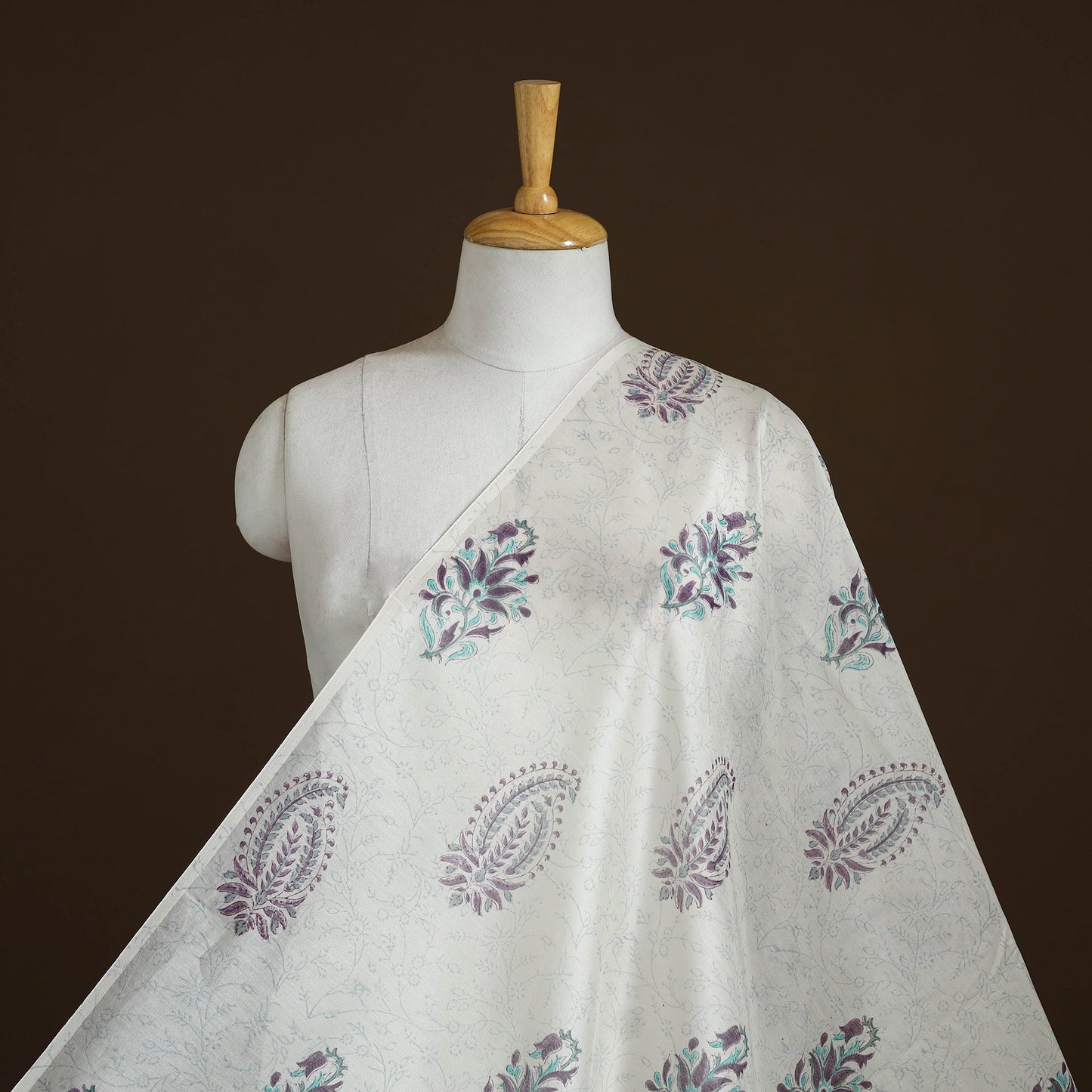 White - handloom chanderi silk sanganeri fabric 09