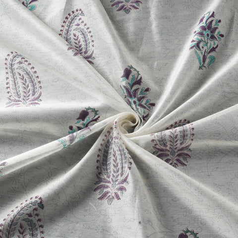 White - handloom chanderi silk sanganeri fabric 09