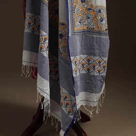 White - handloom cotton bengal hand kantha work dupatta 14