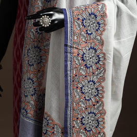 White - handloom cotton bengal hand kantha work dupatta 17
