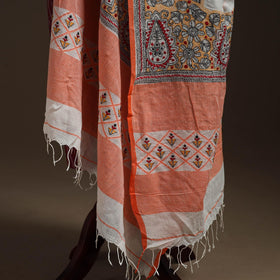 White - handloom cotton bengal hand kantha work dupatta 19