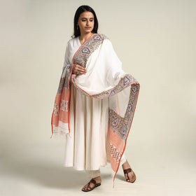 White - Bengal Kantha Embroidered Cotton Handloom Dupatta