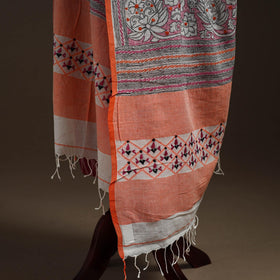 White - handloom cotton bengal hand kantha work dupatta 25