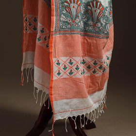 White - handloom cotton bengal hand kantha work dupatta 30