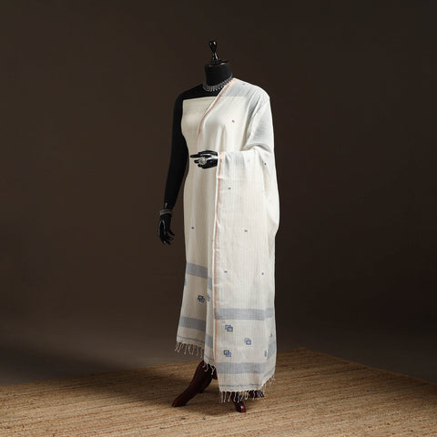 Handloom cotton bengal jamdani dupatta 02 - handcrafted