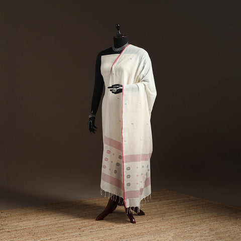 Handloom cotton bengal jamdani dupatta 28 - handcrafted