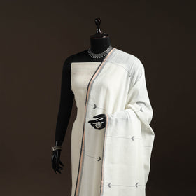 Handloom cotton bengal jamdani dupatta 32 - handcrafted