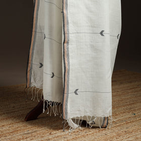 Handloom cotton bengal jamdani dupatta 32 - handcrafted