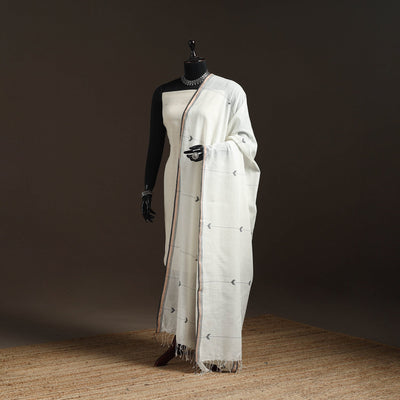 Handloom cotton bengal jamdani dupatta 32 - handcrafted