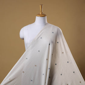 White Handloom Cotton Bengal Jamdani Fabric