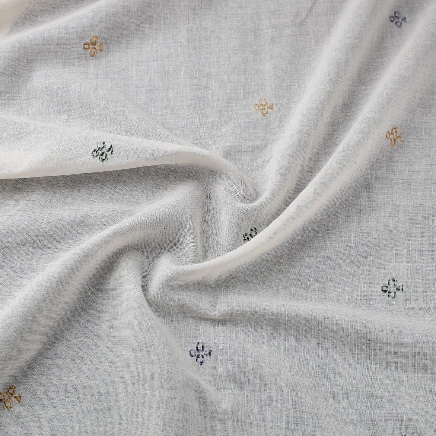 White Handloom Cotton Bengal Jamdani Fabric