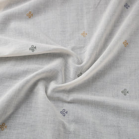 White Handloom Cotton Bengal Jamdani Fabric