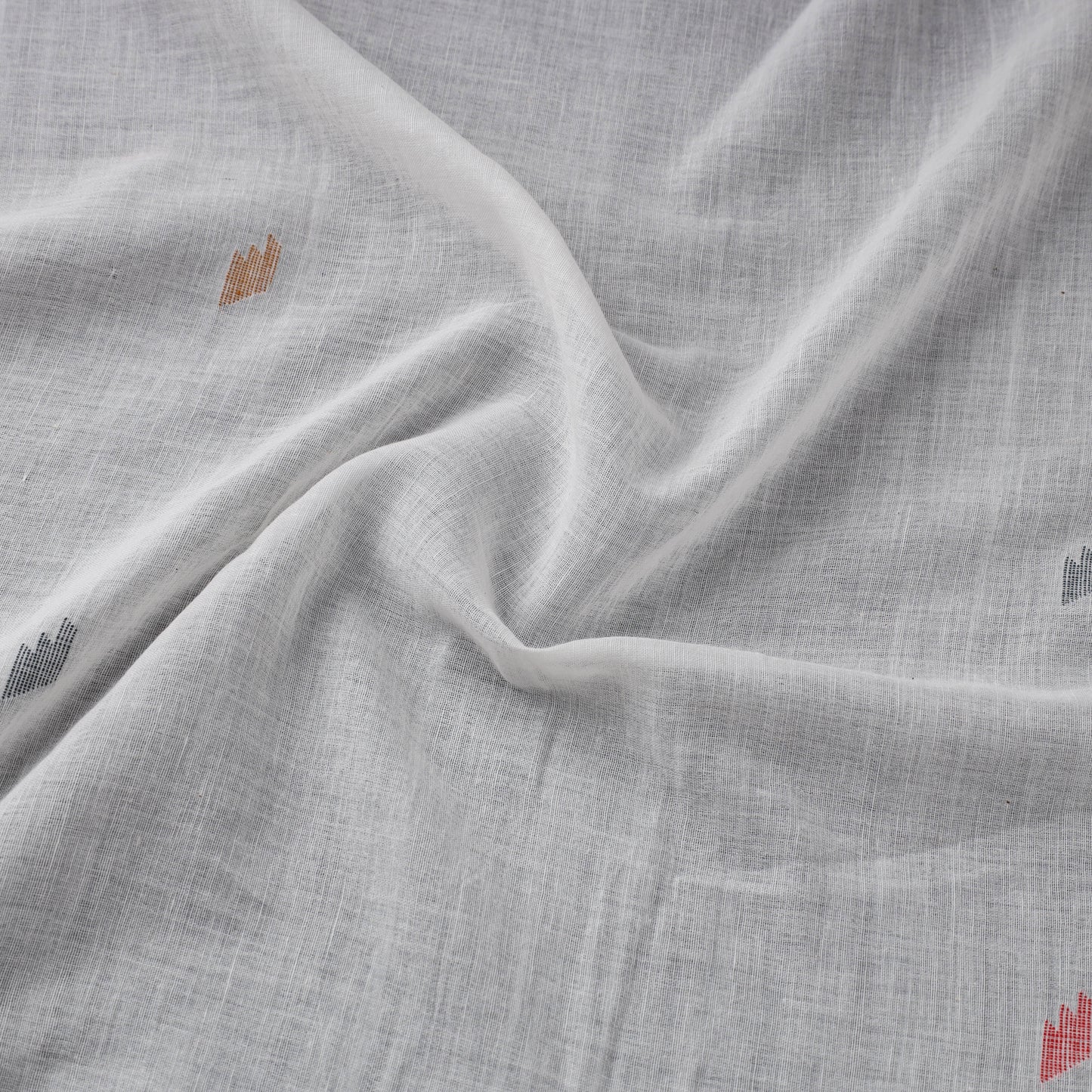 White Handloom Cotton Bengal Jamdani Fabric