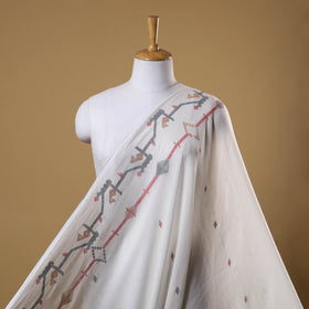 White Handloom Cotton Bengal Jamdani Fabric