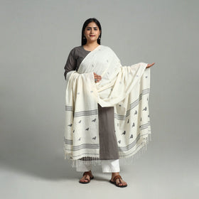 White - handloom cotton burdwan jamdani dupatta 03