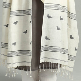 White - handloom cotton burdwan jamdani dupatta 03