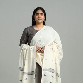 White - handloom cotton burdwan jamdani dupatta 03